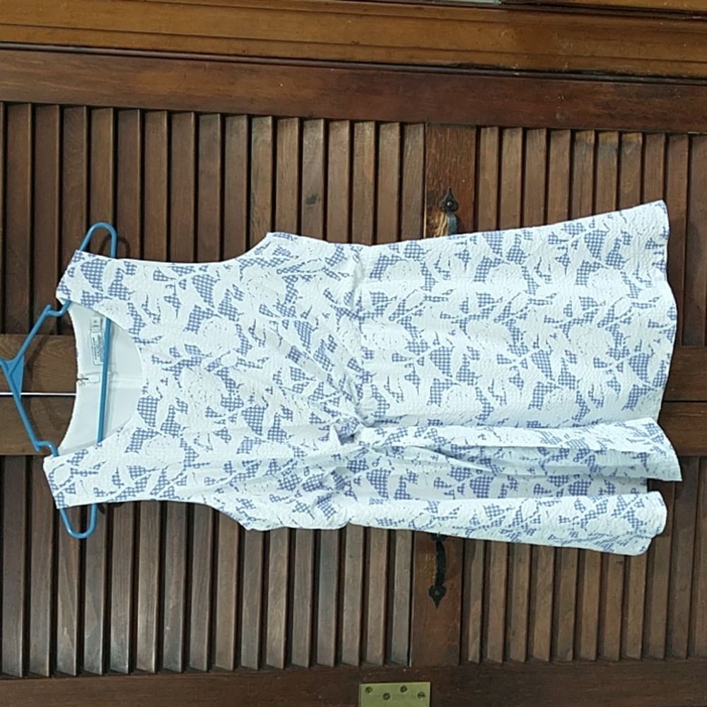 Vineyard Vines Blue and White Floral-Patterned Mini Dress Medium - Large